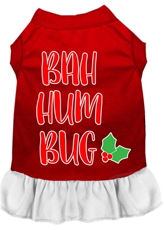 Bah Humbug Screen Print Dog Dress Red with White XXXL